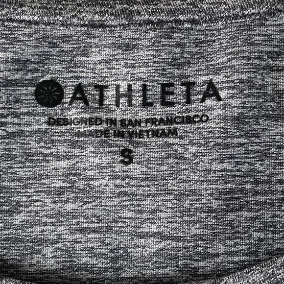 Athleta Shirt Women Small Gray Heather Thumb Hole Tulip Back Long Sleeve Top - Picture 3 of 11